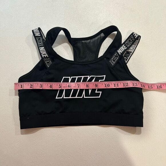 Nike Dri-FIT Black Sports Bra Size M | Medium Support Logo Elastic Strap Activew - Picture 4 of 5